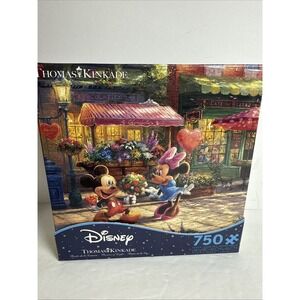 Thomas Kinkade Disney 750 Pc Puzzle Mickey & Minnie‎ Flowers Evening NEW